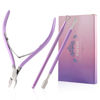 Picture of Cuticle Trimmer with Cuticle Pusher and Cutter-YINYIN Cuticle Nipper Professional Stainless Steel Cuticle Clippers Durable Pedicure Manicure Tools for Fingernails and Toenails(Purple)
