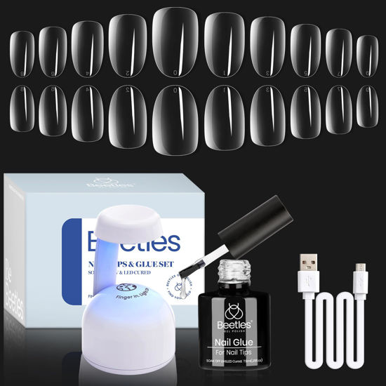 1177563 beetles gel nail kit easy nail extension set with 500pcs soft gel nail tips short oval shape 5 in 1 550