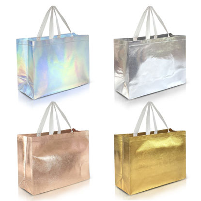 Picture of Nush Nush Mix Color Gift Bags Extra Large Size - Set of 12 Reusable Extra Large Gift Bags With Handles - Perfect As Extra Large Goodie Bags, Birthday Gift Bags, Party Favor Bags - 16W x 6D x 12H Size
