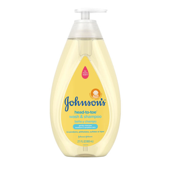 Picture of Johnson's Head-To-Toe Gentle Baby Body Wash & Shampoo, Tear-Free, Sulfate-Free & Hypoallergenic Bath Wash & Shampoo for Baby's Sensitive Skin & Hair, Washes Away 99.9% Of Germs 27.1 fl. oz