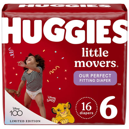 Picture of Huggies Little Movers Baby Diapers, Size 6 (35+ lbs), 16 Ct
