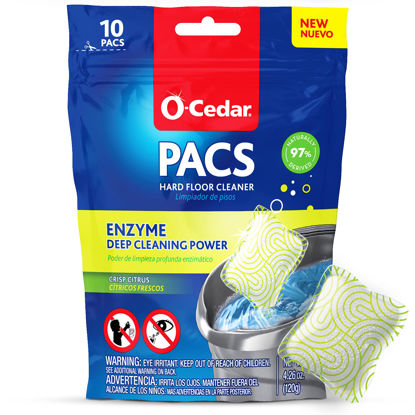 Picture of O-Cedar PACS Hard Floor Cleaner, Crisp Citrus Scent 10ct (1-Pack) | Made with Naturally-Derived Ingredients | Safe to Use on All Hard Floors | Perfect for Mop Buckets