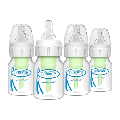 Picture of Dr. Brown’s Anti-Colic Options+ Narrow Baby Bottles, 0m+ Preemie Nipple - Bottle to Reduce Colic, 4 Pack, 2 oz/60ml, Preemie Flow