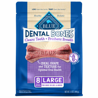 Picture of Blue Buffalo Dental Bones Large Natural Dental Chew Dog Treats, (50 lbs and up) 12-oz Bag