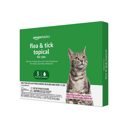 Picture of Amazon Basics Flea and Tick Topical Treatment for Cats (over 1.5 pounds), 3 Count (Previously Solimo)
