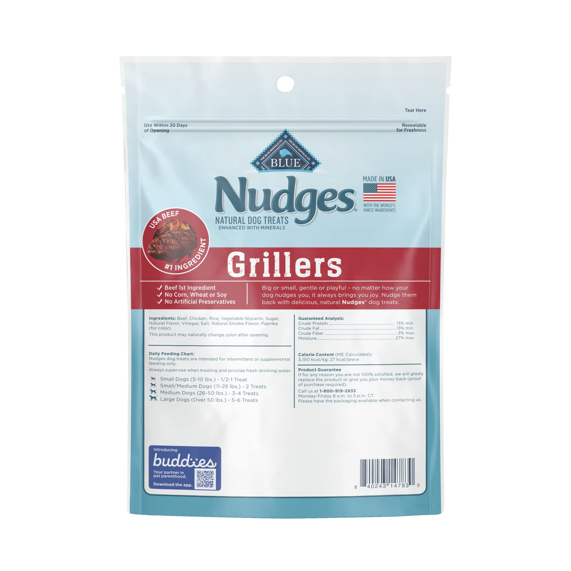 GetUSCart Blue Buffalo Nudges Grillers Natural Dog Treats, Steak, 5oz Bag