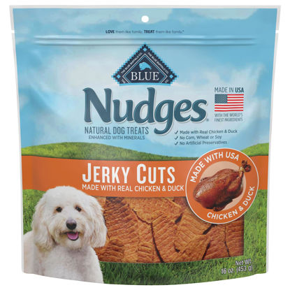 Picture of Blue Buffalo Nudges Jerky Cuts Natural Dog Treats, Chicken and Duck, 16oz Bag