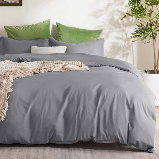 GetUSCart Bedsure Grey Duvet Cover King Size Soft Brushed