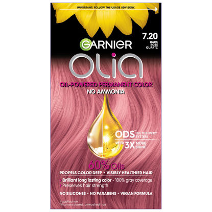 Picture of Garnier Hair Color Olia Ammonia-Free Brilliant Color Oil-Rich Permanent Hair Dye, 7.20 Dark Rose Quartz, 2 Count (Packaging May Vary)