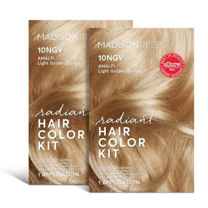 Picture of Madison Reed Radiant Hair Color Kit, Permanent Hair Dye, Superior Gray Coverage, Ammonia-Free, Amalfi Blonde 10NGV Light Golden Blonde, Pack of 2