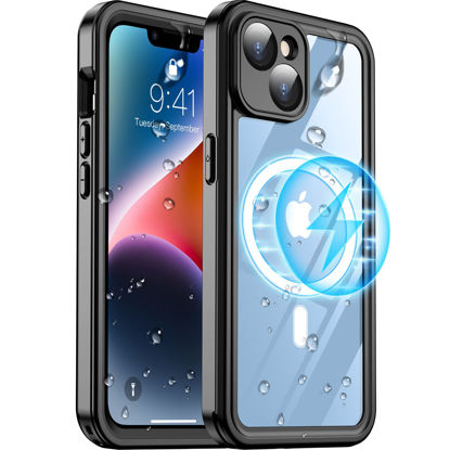 Picture of Temdan [Real 360 Magnetic for iPhone 14 Plus Case Waterproof,[Compatible with MagSafe] Built-in Glass Camera Lens & Screen Protection [Military Dropproof][IP68 Underwater]