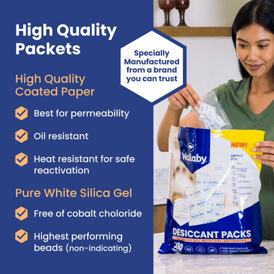 GetUSCart- Wallaby 2 gram (350 Packets) Food Safe Pure White Silica Gel ...