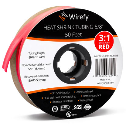 Picture of Wirefy 5/8" Heat Shrink Tubing - 3:1 Ratio - Adhesive Lined - Marine Grade Heat Shrink - Red - 50 Feet Roll