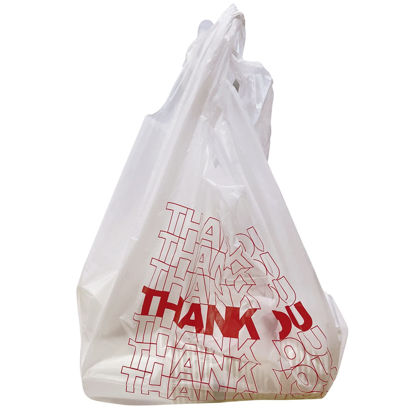Picture of Thank You plastic bags with handles(500 count),shopping,grocery T-shirt bags for small business,11.5" X 6.25" X 21", 15mic, 0.6 Mil