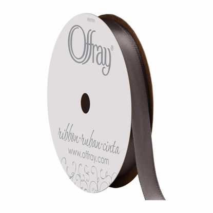 Picture of Berwick Offray 475935 3/8" Wide Single Face Satin Ribbon, Pewter Gray, 6 Yds