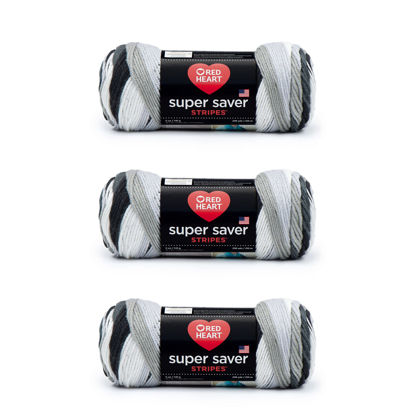 Picture of Red Heart Super Saver Yarn, 3 Pack, Newspaper Stripe 3 Count