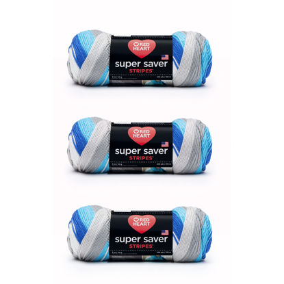 Picture of Red Heart Super Saver Yarn, 3 Pack, Calm Stripe 3 Count