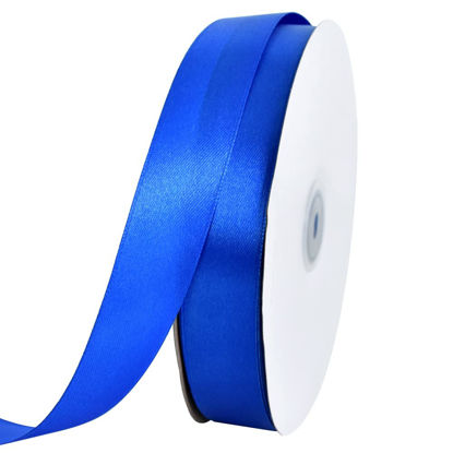 Picture of TONIFUL 1 Inch x 100yds Royal Blue Satin Ribbon, Thin Solid Color Satin Ribbon for Gift Wrapping, Crafts, Hair Bows Making, Wedding Party Decoration,Invitation Cards, Floral Bouquets, Christmas