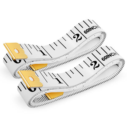 Picture of Tape Measure, iBayam Soft Ruler Measuring Tape for Body Weight Loss Fabric Sewing Tailor Cloth Vinyl Measurement Craft Supplies, 60-Inch Double Scale Ruler, 2-Pack White