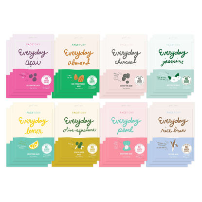 Picture of Everyday Set of 8 Sheet Masks (24 Count) - Hydrating Essence Korean Sheet Mask, for All Skin Types, Revitalizing, Purifying, Illuminating, Hydrating, Anti-aging With No Harsh Chemicals and Safe for Sensitive Skin