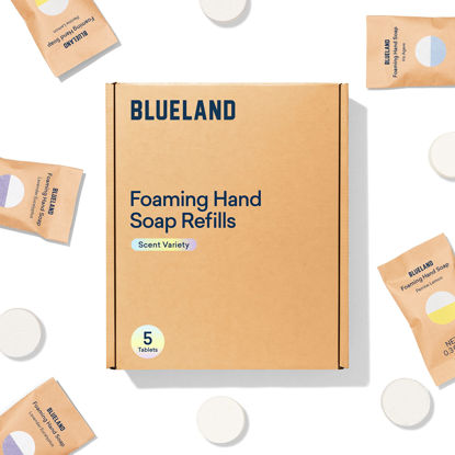 Picture of BLUELAND Foaming Hand Soap Tablet Refills - 5 Pack | Eco Friendly Products & Cleaning Supplies | Variety Pack Scents | Makes 5 x 9 Fl oz bottles (45 Fl oz total)