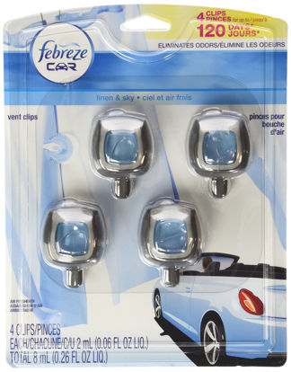 Picture of Febreze Car Vent-Clip Air Fresheners - 4 Pack (Linen & Sky)0.06 FL.OZ