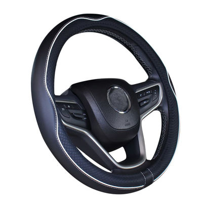 Picture of Mayco Bell Microfiber Leather Car Large Steering Wheel Cover (15.25''-16'', Black White)