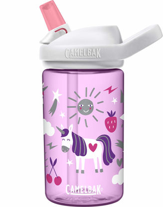 Picture of CamelBak eddy+ 14oz Kids Water Bottle with Tritan Renew - Straw Top, Leak-Proof When Closed, Unicorn Party