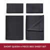 Picture of Mellanni RV Short Queen Sheets - Double Brushed Microfiber RV Bed Sheets - 10" Fitted Sheet Short Queen Bedding - Wrinkle, Fade, Stain Resistant - 1" Elastic Bands on Each Corner (Short Queen, Black)