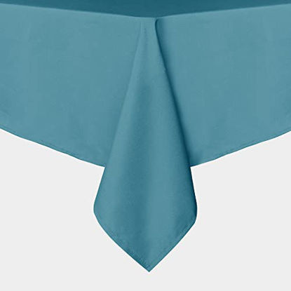 Picture of sancua Square Tablecloth - 54 x 54 Inch - Stain and Wrinkle Resistant Washable Polyester Table Cloth, Decorative Fabric Table Cover for Dining Table, Buffet Parties and Camping, Teal