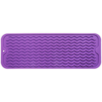 Picture of MicoYang Silicone Dish Drying Mat for Multiple Usage,Easy clean,Eco-friendly,Heat-resistant Silicone Mat for Kitchen Counter,Sink,Bar,Bottle,or Cup Purple M 17 inches x 6 inches