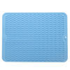 Picture of MicoYang Silicone Dish Drying Mat for Multiple Usage,Easy clean,Eco-friendly,Heat-resistant Silicone Mat for Kitchen Counter or Sink,Refrigerator or drawer liner Light Blue L 16 inches x 12 inches