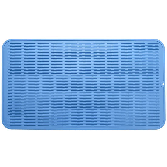 Picture of MicoYang Silicone Dish Drying Mat for Multiple Usage,Easy clean,Eco-friendly,Heat-resistant Mat for Kitchen Counter or Sink,Refrigerator or Drawer Liner Lichen Blue XXXXL 32 inches x 18 inches