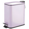 Picture of mDesign Slim Metal Rectangle 1.3 Gallon Trash Can with Step Pedal, Easy-Close Lid, Removable Liner - Narrow Wastebasket Garbage Container Bin for Bathroom, Bedroom, Kitchen, Office - Light Purple