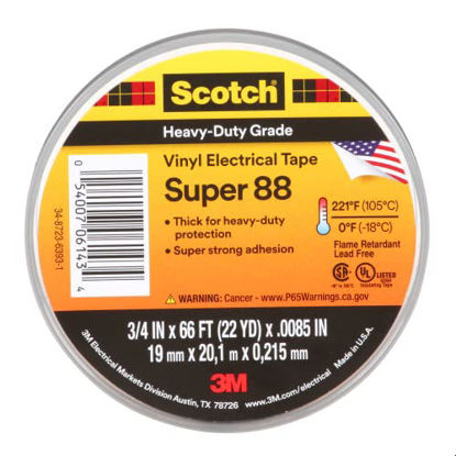 Picture of 3M Scotch Vinyl Electrical Tape Super 88, 3/4 in x 66 ft, Black, 10 Rolls/Carton