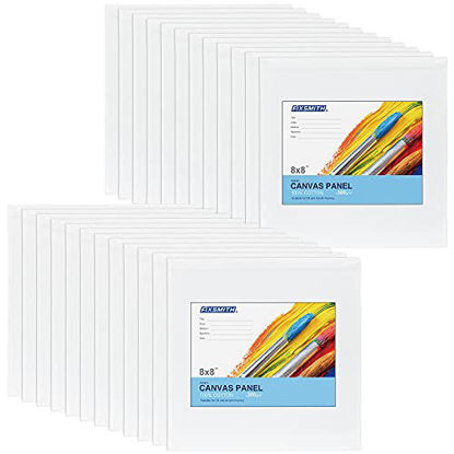 Picture of FIXSMITH Painting Canvas Panels - 8x8 Inch Canvas Panel Super Value 12 Pack Canvases,100% Cotton,Square Canvas Board,Acid Free,Artist Canvas Boards for Professionals,Hobby Painters,Students & Kids.