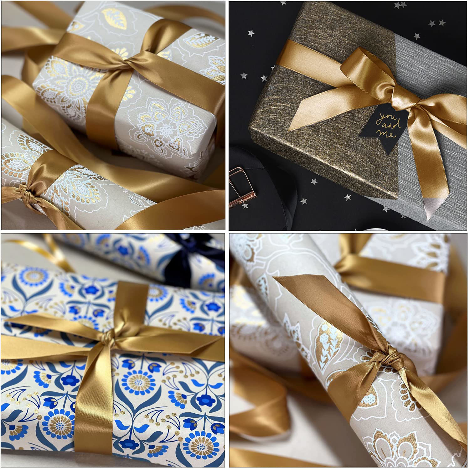 GetUSCart- Solid Color Champagne Gold Satin Ribbon, 3/4 Inches x 25 ...