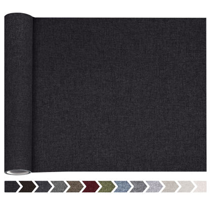Picture of Fine Linen Repair Patches, Self-Adhesive Linen Fabric Patches, 12X40 inch Extra Size, Multi Color, Can be Used for Linen Sofa Repair and Linen Clothes Repair (12" x 40", Charcoal Black)