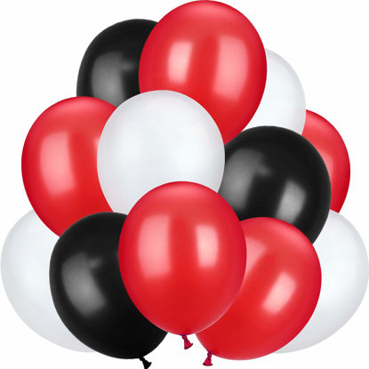 Picture of 100 Pieces 13 inch Latex Balloons Colorful Round Balloons for Wedding Birthday Festival Party Decoration (Black, Red, White)