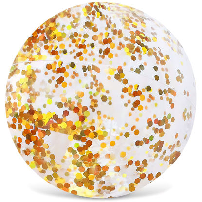 Picture of AMOR 16 inch Inflatable Beach Ball Swimming Pool Balls Glitter Beach Ball for Summer Parties Birthday Pool Party Favors