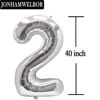 Picture of 21 Number Balloons Silver Giant Jumbo Big Large Number 21 Foil Mylar Balloons for 12th or 21st Birthday Party Supplies 12 or 21 Anniversary Events Decorations
