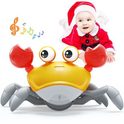 Picture of Yeaye Crawling Crab Baby Toy Gifts，Infant Tummy Time Toys, Cute Dancing Walking Moving Babies Sensory Induction Crabs with Light Up Music for 0-6 6-12 1-3 4+ Year Old Boys Girls Toddler （Orange）
