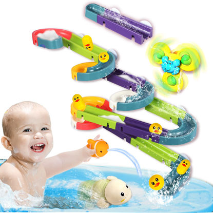 Picture of Cozybomb Baby Kids Bath Toys Set, 39 Pcs Slide Tracks DIY Combination & Toddler Baby Bath Toys Ages 1-3 4-8, Ideal Bath Playtime with Bathtub Toys for Toddlers Age 2-4 3-4 Years Olds