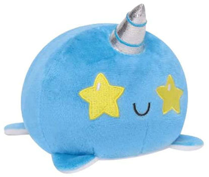 Picture of TeeTurtle - The Original Reversible Narwhal Plushie - White + Blue Starry Eyes - Cute Sensory Fidget Stuffed Animals That Show Your Mood