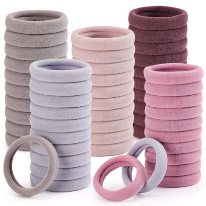 Picture of 100 PCS Hair Ties, Soft Seamless Hair Bands for Thick Thin Hair, Ponytail Holders, Elastic Hair Ties for Women, Men, Girls, No Cease Nylon Hair Ties, No Damage Hair Accessories, Begonia color