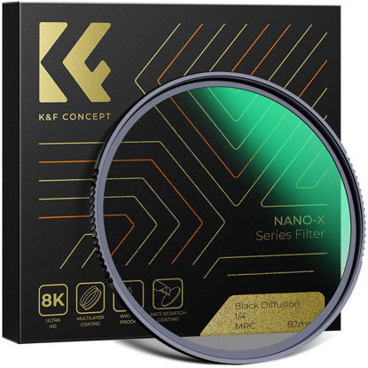 Picture of K&F Concept 46mm Black Diffusion 1/4 Filter Mist Cinematic Effect Filter with 28 Multi-Layer Coatings Waterproof/Scratch Resistant for Video/Vlog/Portrait Photography