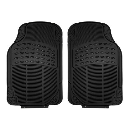 Picture of FH Group Automotive Floor Mats Climaproof for All Weather Protection Universal Fit Trimmable Heavy Duty fits Most Cars, SUVs, and Trucks, 2pc Front Set Solid Black