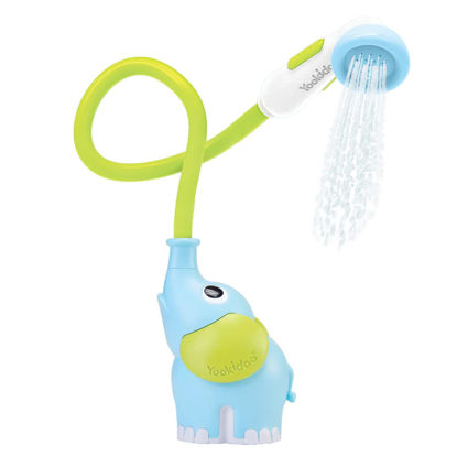 Picture of Yookidoo Baby Bath Shower Head - Elephant Water Pump with Trunk Spout Rinser - Control Water Flow from 2 Elephant Trunk Knobs for Maximum Fun in Tub or Sink for Newborn Babies (Blue)