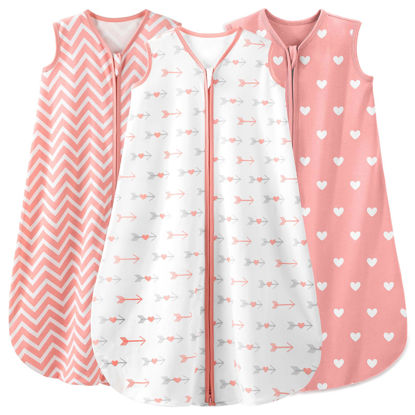 Picture of Yoofoss Baby Sleep Sack 6-12 Months Baby Wearable Blanket 100% Cotton 2-Way Zipper TOG 0.5 Toddler Sleeping Sack 3 Pack, Comfy Soft Lightweight Sleep Sacks for Babies(Medium)