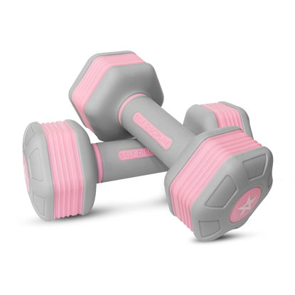 Picture of Yes4All Adjustable Dumbbells For Women/Non-Slip & Safe PP Plastic-Coated Dumbbell Sets (Pair) With Easy 3.68-To-5 LBS Weights Change, Anti-Roll Hex Shape, Pleasing & Compact Design For Any Routine